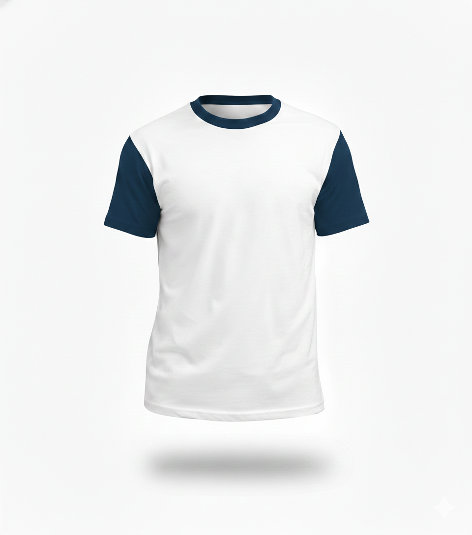 Camisa Blanca Manga Azul